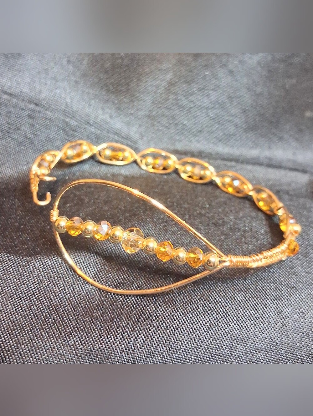 Gold Beaded Wire Lasso Bracelet - Women Accessories